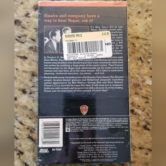 Ocean's 11 Movie (1960) VHS Video (1990) Frank Sinatra BRAND NEW FACTORY SEALED - Picture 2 of 3